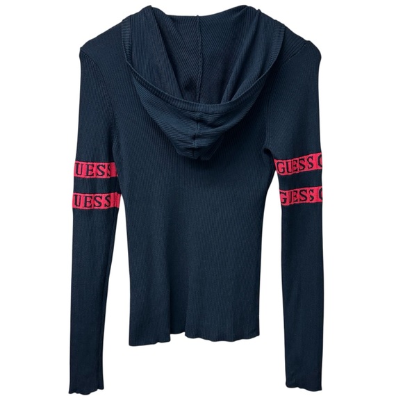 y2k GUESS full zip, black, stretchy hoodie. Medium - Picture 2 of 9
